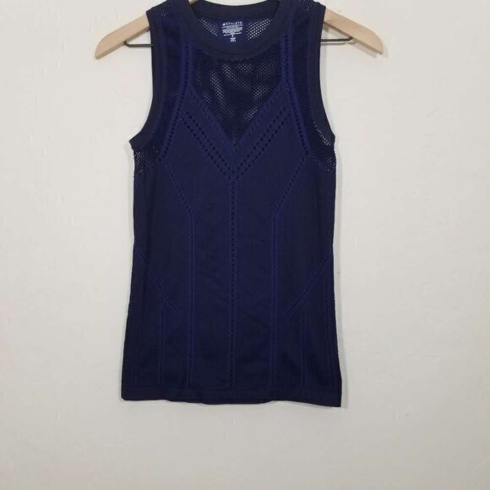 Like New Athleta Mesh Sleeveless Tank Top Blue Size S